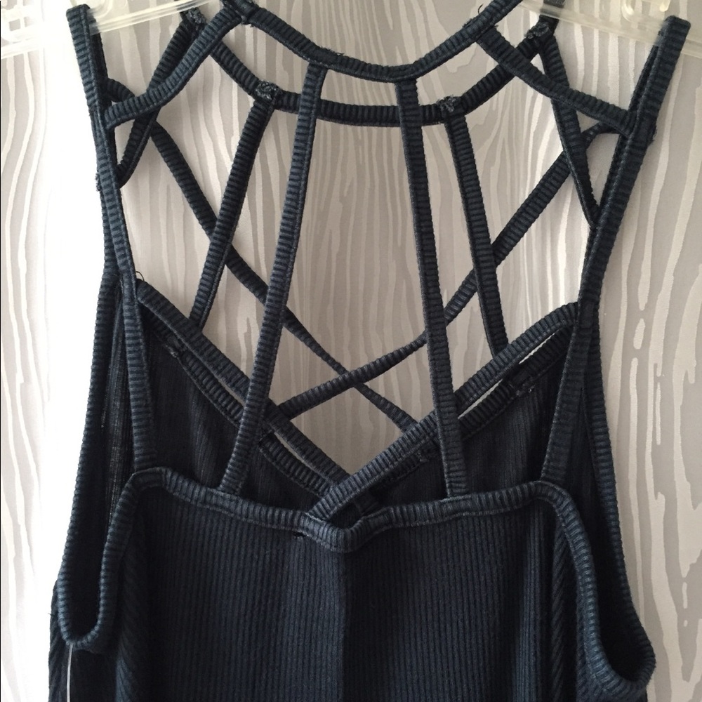 Dark gray strappy tank